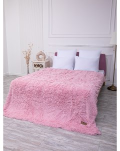 Плед на кровать евро 200х220 пушистый бледно розовый Suhomtex