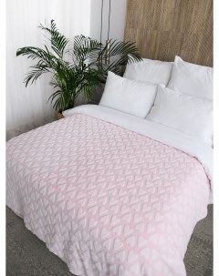 Плед плюшевый 150х200 см на кровать Сердечки розовый Baby nice