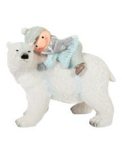 Фигурка Медведь полярный с ребенком полирезина 15x11x13 см Delux quanzhou