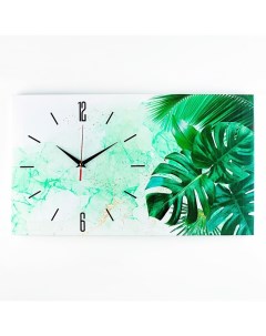Часы картина настенные серия Интерьер Листья плавный ход 35 х 60 см Соломон