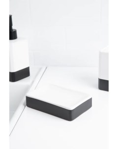 Мыльница Text керамика цвет чёрный белый Fixsen