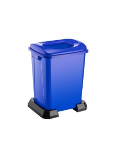 Ведро для мусора 50 л на подставке синее с крышкой с отверстием Telkar