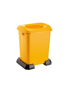 Контейнер для мусора 50 л на подставке жёлтый с крышкой с отверстием Telkar