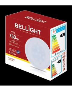 Лампа светодиодная GX53 220 240 В 9 Вт диск 750 лм теплый белый свет Bellight