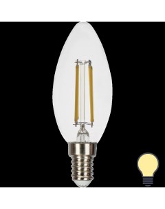 Лампа светодиодная LED Filament E14 11 Вт свеча прозрачная 720 лм тёплый белый свет Gauss