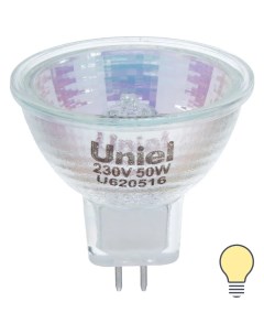 Лампа галогенная GU5 3 50 Вт свет тёплый белый Uniel