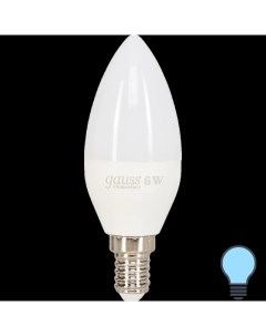 Лампа светодиодная E14 6 Вт свеча матовая 470 лм световой поток холодный белый Gauss