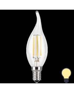 Лампа светодиодная филаментная E14 220 В 5 Вт свеча на ветру прозрачная 420 лм Gauss