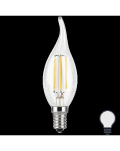 Лампа светодиодная филаментная E14 5 Вт свеча на ветру прозрачная 450 лм теплый Gauss