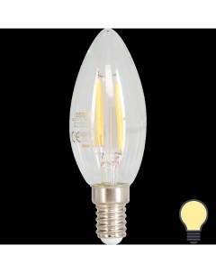 Лампа светодиодная филаментная E14 220 В 5 Вт свеча прозрачная 520 лм тёплый белый Osram