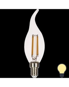 Лампа светодиодная LED Filament E14 11 Вт свеча на ветру прозрачная 720 лм тёплый Gauss