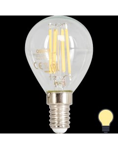 Лампа светодиодная филаментная E14 220 В 5 Вт шар прозрачная 520 лм тёплый белый Osram