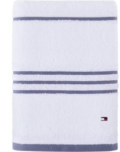 Полотенце белое с серыми полосками банное хлопковое Tommy hilfiger