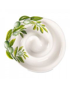 Блюдо Оливки 17 см круглое керамика белый зеленый Edelweiss