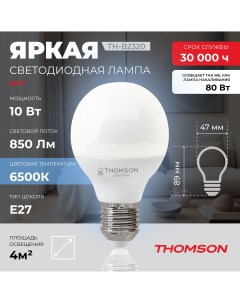 Лампочка светодиодная TH B2320 10 Вт E27 шар 6500K холодный белый свет Thomson