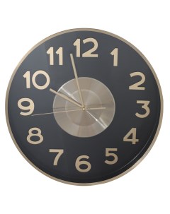 Часы настенные 40 см металл стекло круглые черно золотистые Диск Dial Kuchenland