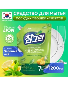 Средство для мытья посуды овощей и фруктов CJ сhamgreen зеленый чай 1150 мл Lion