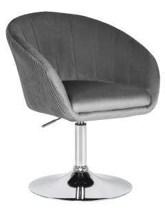 Кресло дизайнерское DOBRIN EDISON сиденье серый велюр 1922 19 основание хром Лого-м
