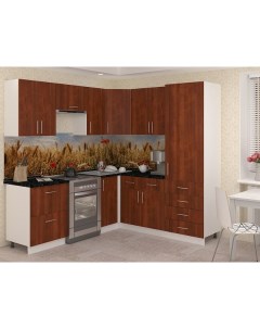 Кухонный гарнитур Лира 8 1 410 см белый коричнеый Баронс