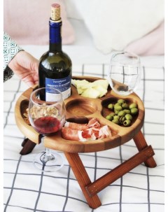 Деревянный винный столик складной ВС2Б 30 коричневый Skogur