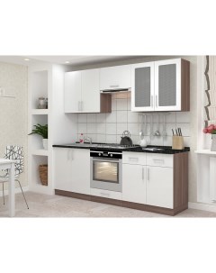 Кухонный гарнитур Гамма 3 220 см белый коричневый черный Баронс
