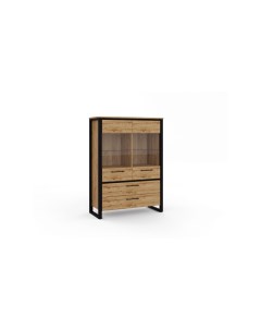 Шкаф двухдверный с ящиками со стеклом Tora цвет Дуб наварра Home
