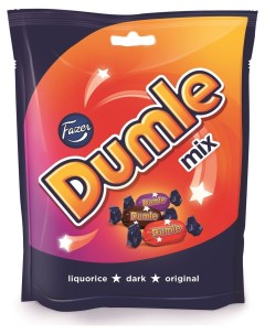 Конфеты Dumle Mix оригинальный лакричный и темный шоколад 220 г Fazer