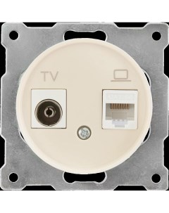 Розетка двойная антенна компьютер TV RJ45 кат 5e встраиваемая 1E20811301 Onekeyelectro