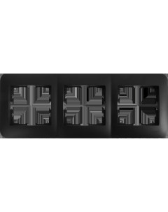 Рамка для розеток и выключателей Karina Life 3 поста горизонтальная цвет черный Lezard