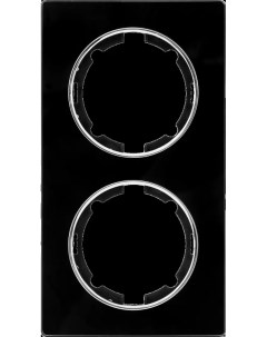 Рамка для розеток и выключателей Onekey Florence 2 поста вертикальная стекло цвет черный Onekeyelectro