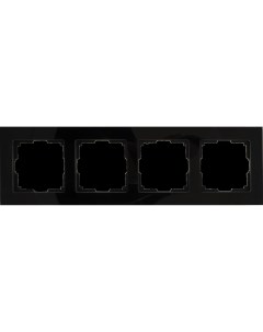 Рамка для розеток и выключателей Favorit 4 поста стекло цвет чёрный Werkel