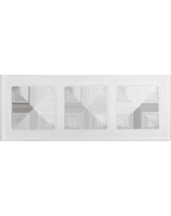 Рамка для розеток и выключателей Favorit 3 поста стекло цвет белый Werkel