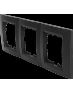 Рамка для розеток и выключателей Karina 3 поста вертикальная цвет черный бархат Lezard