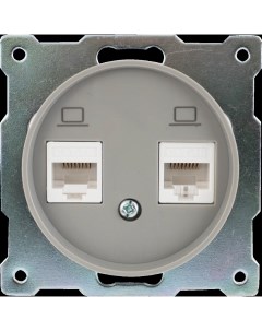 Розетка компьютерная двойная встраиваемая Onekey Florence RJ45 UTP cat 5e цвет серый Onekeyelectro