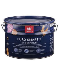 Краска Euro Smart 2 Водоэмульсионная Глубокоматовое покрытие белый Tikkurila