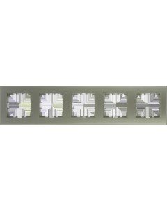 Рамка для розеток и выключателей Виктория плоская 5 постов цвет серебристый Lexman