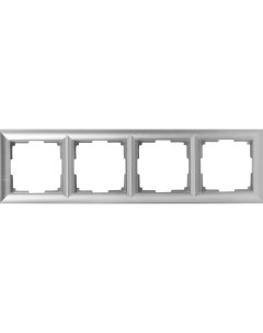 Рамка для розеток и выключателей Fiore 4 поста цвет серебряный Werkel