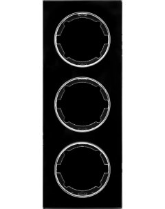 Рамка для розеток и выключателей Onekey Florence 3 поста вертикальная стекло цвет черный Onekeyelectro