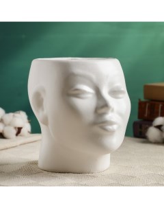 Фигурное кашпо Голова девушки белое 16х14х16 см Хорошие сувениры