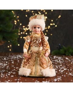 Снегурочка Платье с пайетками двигается 30 см золото Bazar