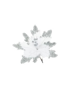 Новогоднее ёлочное украшение на клипсе MagicTime Цветок Светлый с блестками арт 88898 1 шт Magic time