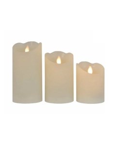 Набор восковых свечей кремовые тёплые белый LED огни 10 15 см 3 шт Kaemingk
