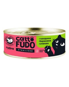 Влажный корм для кошек с говядиной бараниной и клюквой 8шт по 100 г Cattofudo