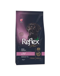 Сухой корм для собак Plus Adult High Energy с говядиной 3 кг Reflex