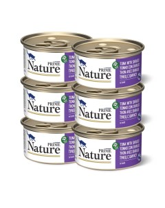 Консервы для кошек NATURE Тунец с ширасу в бульоне 6шт по 85г Prime