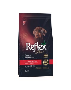 Сухой корм для щенков Plus Junior Medium Large Breed с ягненком и рисом 3 кг Reflex