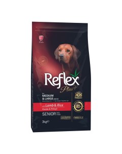 Сухой корм для собак Plus Medium Large Breed Senior с ягненком и рисом 3 кг Reflex