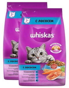 Сухой корм для кошек c лососем с нежным паштетом 2 шт по 1 9 кг Whiskas