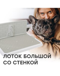Туалет лоток со стенкой для собак большой L 67х52х28 белый BP1310G Stefan