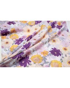 Ткань 17426 батист пастельные цветы на розовом Unofabric